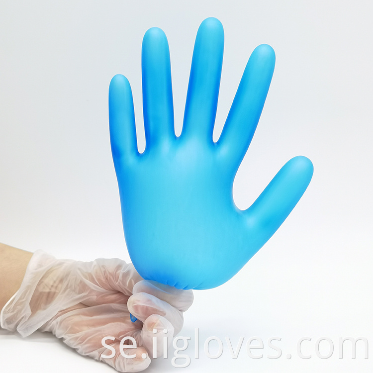 Fabriksdirektförsäljning billig skönhet tatuering blå vinylhandskar pvc vinylhandskar för hushållstvättrengöring